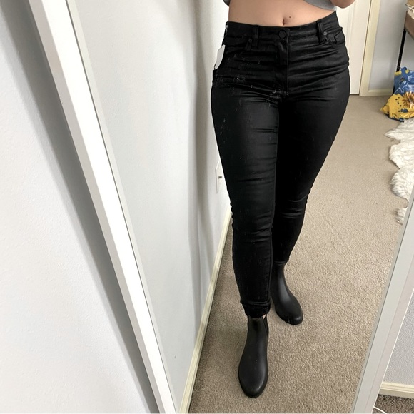 NEW BlankNYC The Bond Coated Leather Midrise SkinnyJeans Black size 27 - Picture 6 of 16